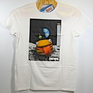 Epic Games Fortnite Video Game Burger T-Shirt White Short Sleeve Men's Large NWT